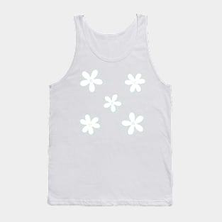 Minimal Abstract Flowers - White with pastel teal green border Tank Top